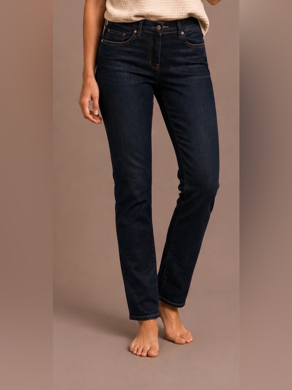 Eileen Fisher mid rise straight leg dark wash denim jeans excellent condition